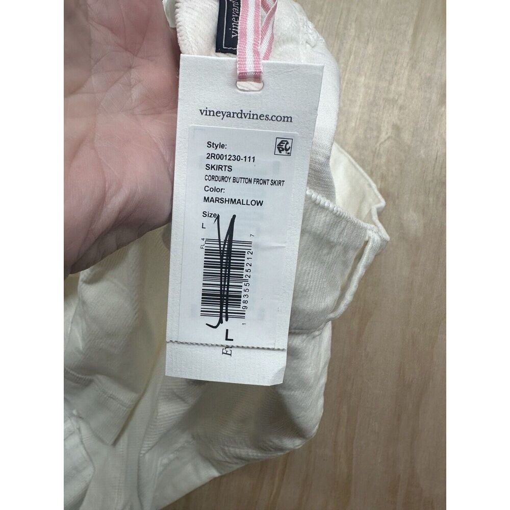 Vineyard Vines Corduroy Skirt‎ Button Front “marshmallow”  Sz L Mini New! $128 - Picture 6 of 7